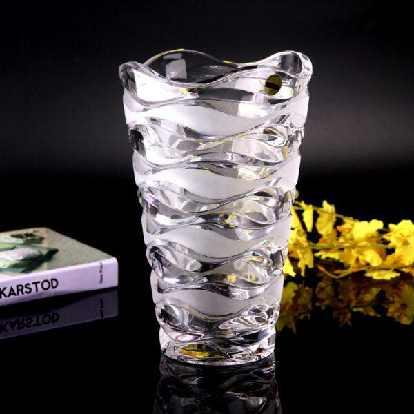 家居摆件鹰富贵竹花瓶磨砂水晶玻璃美百合弗莱文茨花瓶玫瑰花瓶