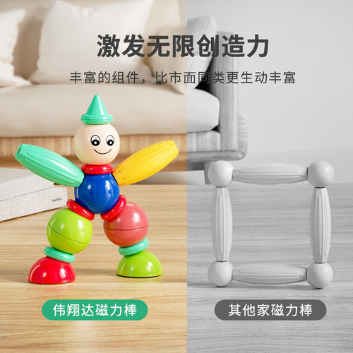 百变磁力棒儿童益智玩具宝宝磁力片立体拼装思维训练男孩女孩积木