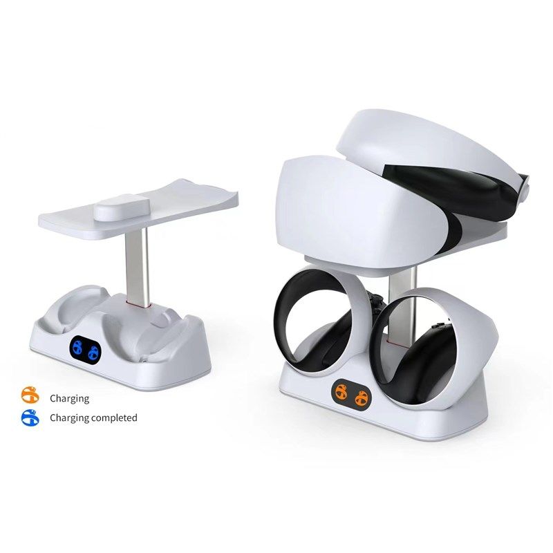 PS5 VR2带显示灯手柄充电底座 PS VR2座充带收纳眼镜支架游戏配件