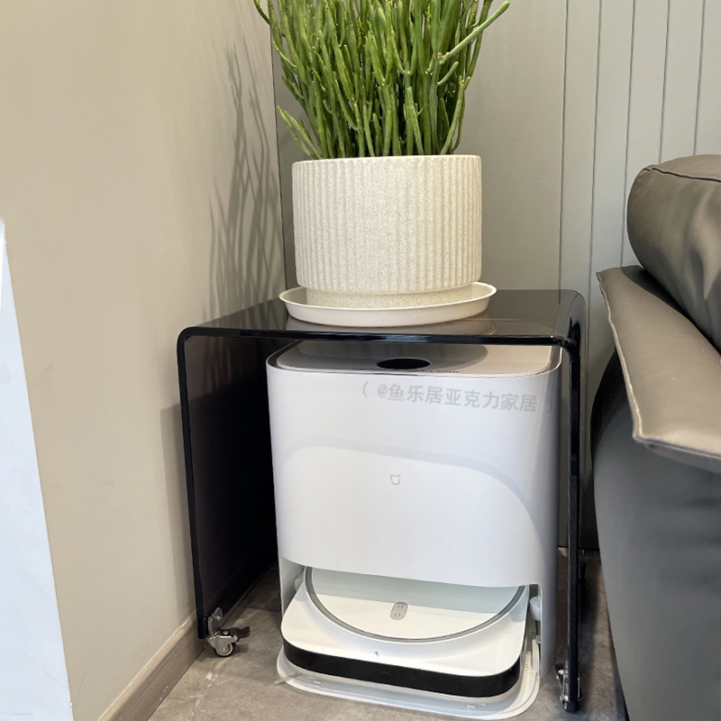 黑透扫地机器人亚克力置物架边几适配云鲸科沃斯X1石头追觅带轮