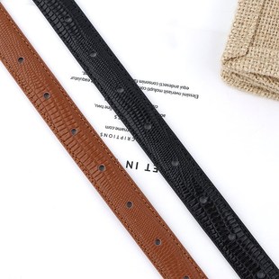 现货网红皮带女蜥蜴纹复古针扣腰带百搭头层牛皮女士皮带裙带