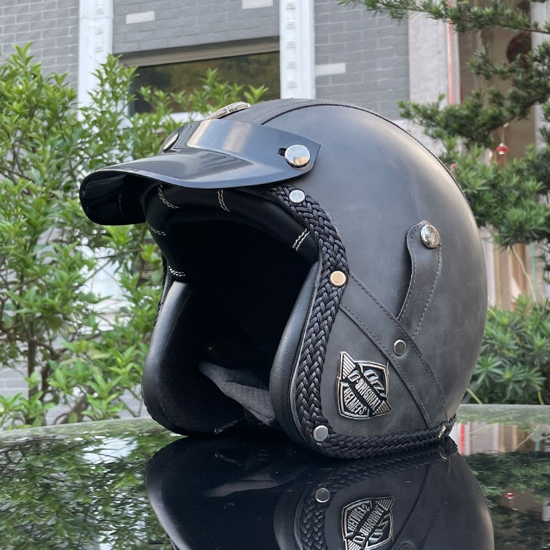 ORZ摩托车哈雷复古头盔3C认证男女半盔电动巡航机车安全帽3/4个性