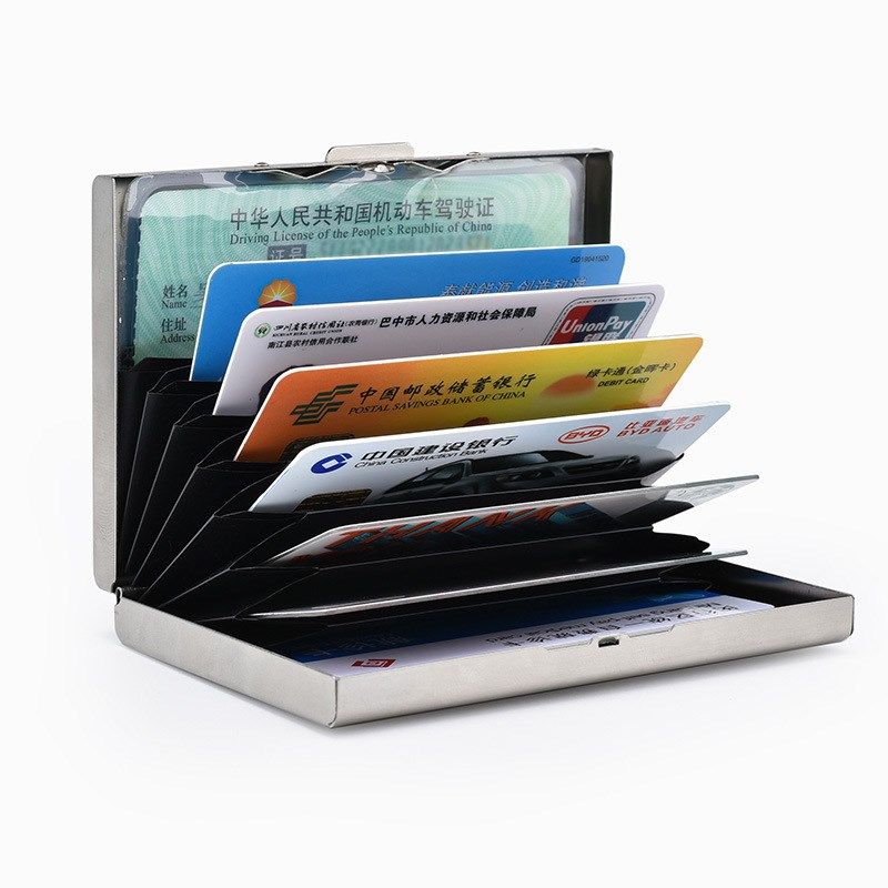 防盗刷金属卡包男士超薄防消磁小巧卡盒女式信用卡套不锈钢卡片夹