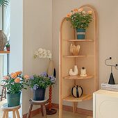 转角柜置物架书架复古原木卧室藤编风日式 墙角收纳实木子古中客厅