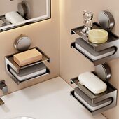 香皂空架网浴室沥水壁挂式 肥皂盒香皂铝吸盘卫生间置物架太香皂盒