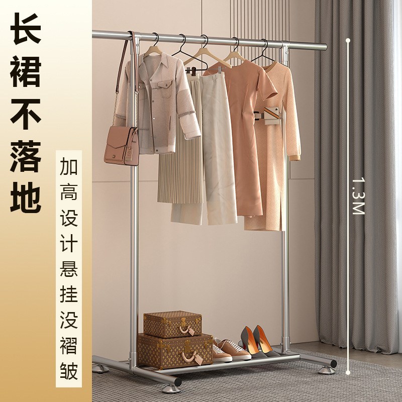 晾衣架落地带轮h移动衣架室内伸缩晾衣架家用晾衣杆阳台晒衣挂衣