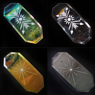 八角吸顶玻璃挂装饰吊灯片炫弧遮光三头水晶配件片彩长方形圆烤弯