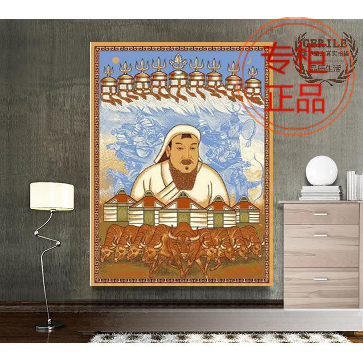 蒙古纯吉毛细绒加厚一代伟人成y羊毯汗挂毯壁思立Q体逼真1.5*2