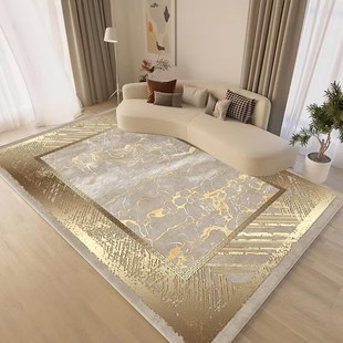 轻奢地毯定制金色l招财地垫耐脏防滑现代简约高级感土黄色客厅地