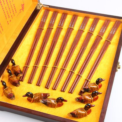 非遗 送礼红木品佳器漆包邮礼盒银筷潍坊工艺品 特产手工制作子嵌