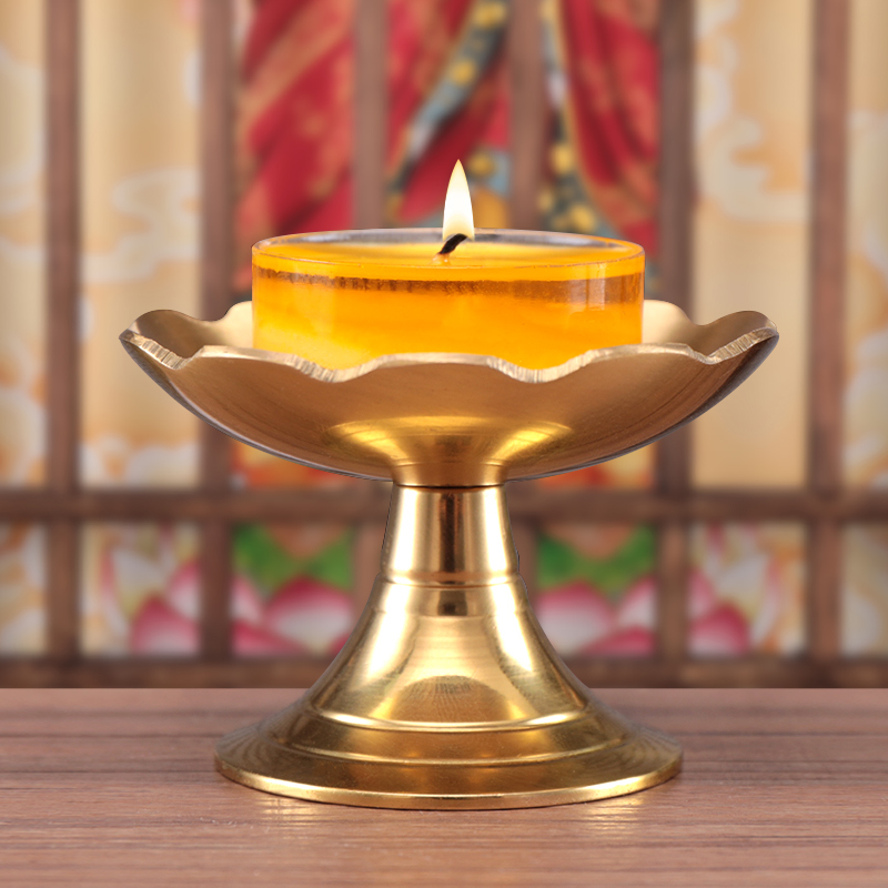 黄铜烛台家用上供蜡台佛前蜡烛台座酥F油灯底座蜡烛台供灯纯铜佛