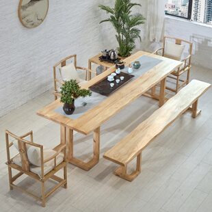 大气实木茶桌新中式禅会客功夫办公室简约泡茶台洽谈茶桌椅组合厅