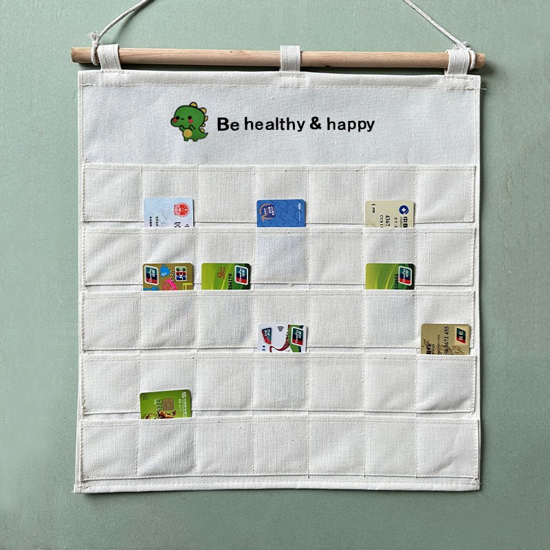 棉麻多层墙挂式名k片信用卡水电卡身份证收纳袋房卡银行卡储物挂