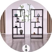 新中式 饰架定制 实木博古架复古禅意隔断多宝阁置物架展示架书架装