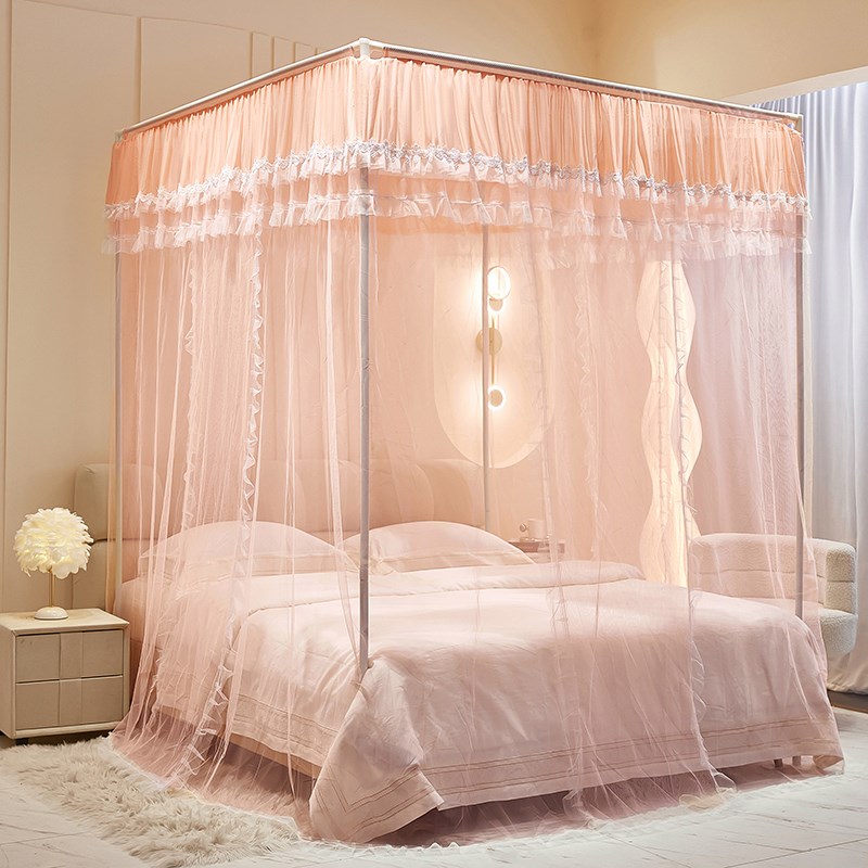 落地蚊帐家用2025新款免安装y高档公主风卧室三开门加密加厚支架x