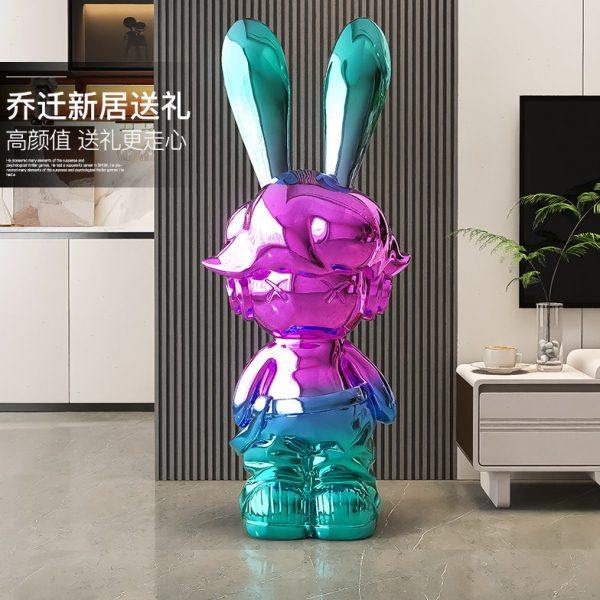 轻奢电镀兔子落地摆件客厅沙发旁装饰品大气公仔雕塑搬家乔迁礼物,家居饰品,落地摆件,淘宝优惠券,粉丝福利购,淘宝优惠卷