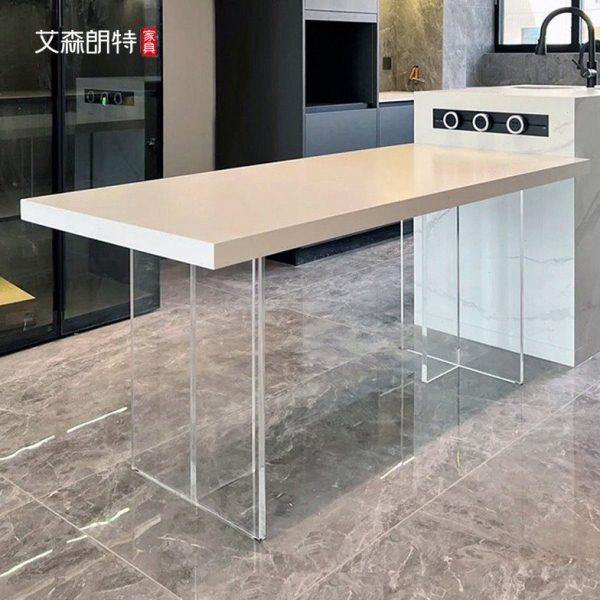 艾森朗特亚克力岩板餐桌透明悬浮轻奢家用小户型长方形岛台吃饭桌,住宅家具,岩板餐桌,淘宝优惠券,粉丝福利购,淘宝优惠卷