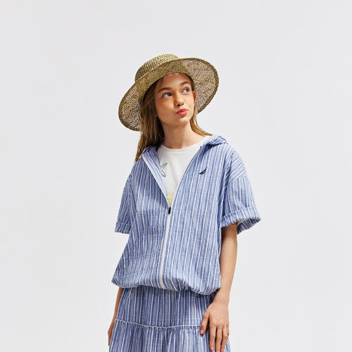 NAUTICA/诺帝卡童装男女童夏装连帽短袖衬衫上衣外套裙子短裤开衫