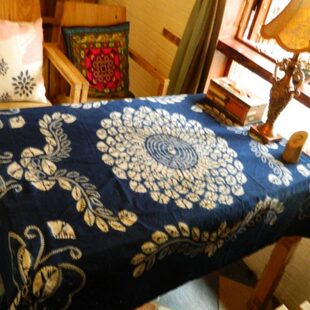 装饰背景墙餐厅壁挂云南手工蜡布染茶几桌布扎染蓝民族风染