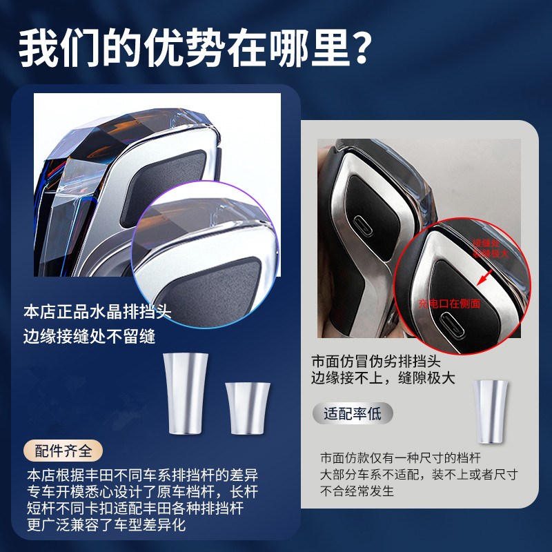 适用于丰田凯美瑞水晶排挡头卡罗拉锐志档把头汉兰达感应发光档杆