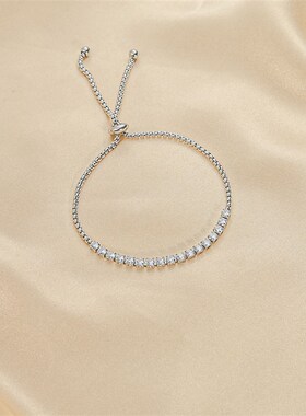 跨境高级感饰品不锈钢可调节网球链女手链精美锆石设计气质手饰