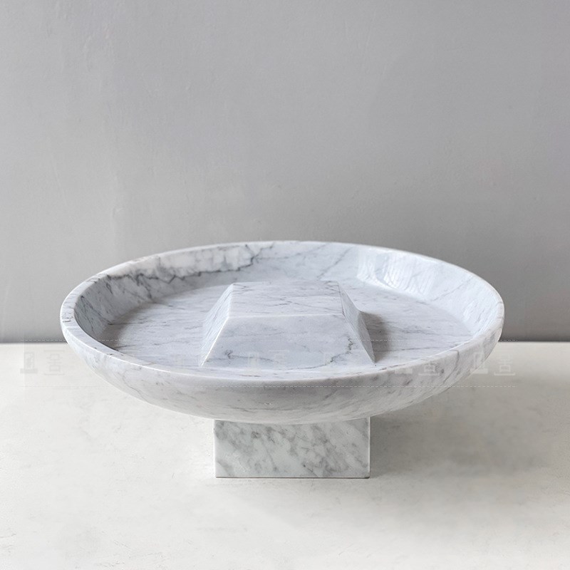 高档大理石托h盘酒店大堂别墅售楼处客厅茶几装饰果盘收纳饰品盘