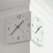 创意时尚 挂钟转角客厅北欧双面装 饰个性 挂墙时钟免打孔正方形家用