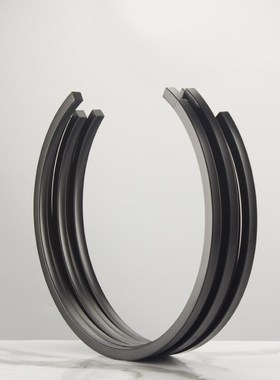 北欧简约黑色金属圆环摆件创意几何装饰品样板R间售楼处陈列摆设