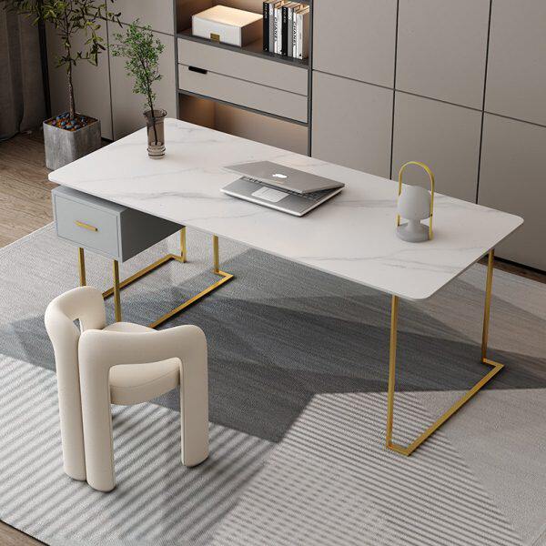 北欧大理石书桌简约现代轻奢老板办公桌书房写字台美容医美咨询桌