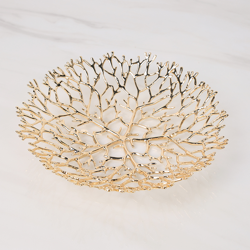 现代轻奢家居金枝树枝果盘u创意简约客厅家用时尚茶几餐桌装饰摆