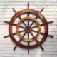 实木复古船舵酒吧咖啡厅墙饰装 饰品挂件家居复古原木车轮挂饰摆件