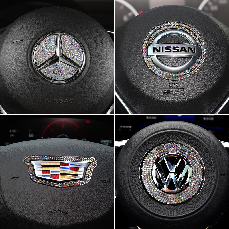 适用于本田雅阁缤智CRV思域XRV皓影冠道汽车方向盘车标镶钻装饰贴