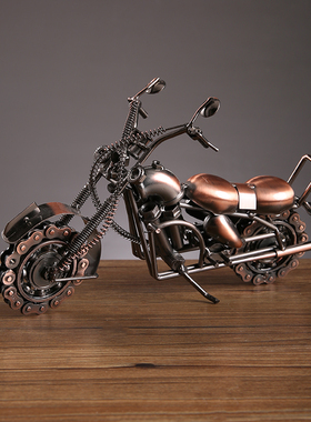 铁艺复古机车摆件模型金属机车电视柜酒柜装饰品男孩房间布置