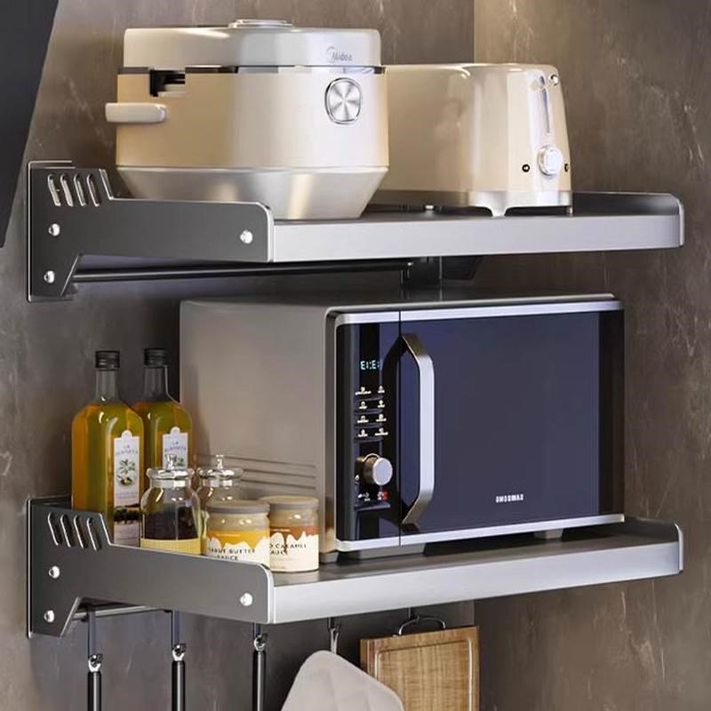 挂架厨房微波炉置物o架灰收纳壁挂式免打孔烤箱架上放支架挂墙子