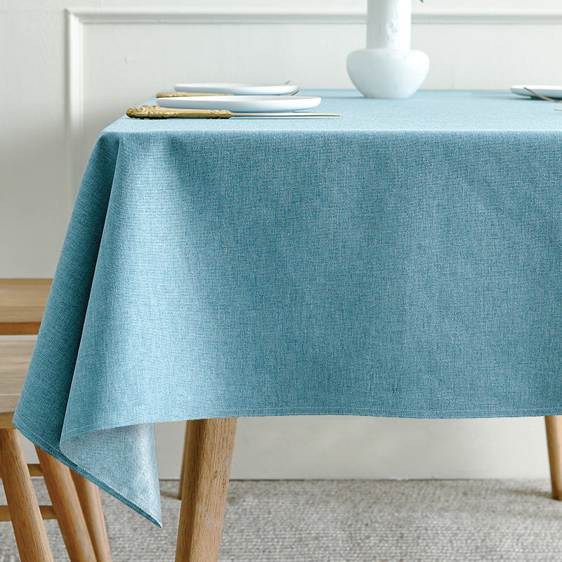 桌布防水防油免洗北m欧纯色仿棉麻布艺长方形轻奢高级感餐茶几台
