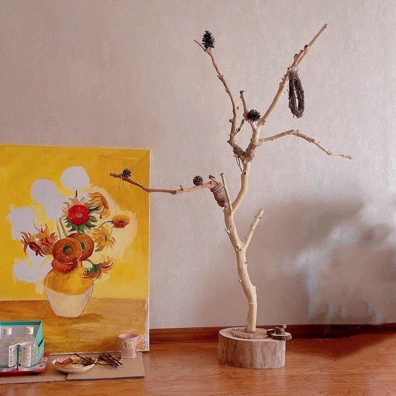 原木树枝树干鸟站架鹦鹉宠物落地式树杈艺术干枝枯木树干龙骨架子
