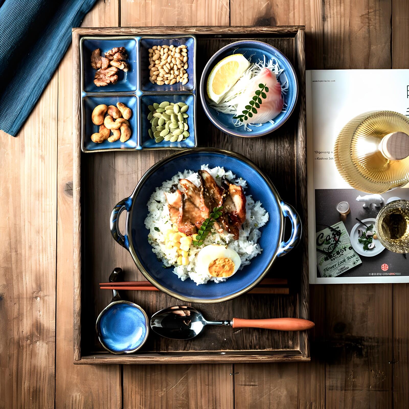 一人食减脂餐盘分格盘子专用大人定量碗盘餐具套装家用带木质托盘