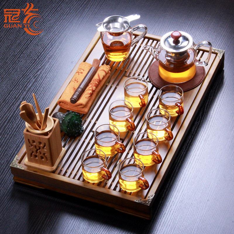 轻奢加厚耐热高硼硅玻璃茶具茶盘套装高档泡茶壶欧式功夫茶杯茶壶