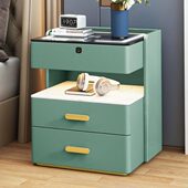 意式 卧室收纳智能实木床头柜带灯 轻奢高级感床边储物柜简约免安装