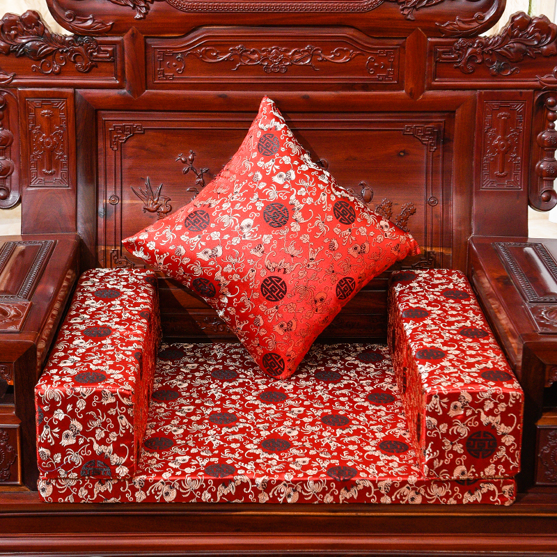 抱枕中式红d木靠垫喜庆古典枕套罗汉床客厅腰枕方形扶手枕靠枕含