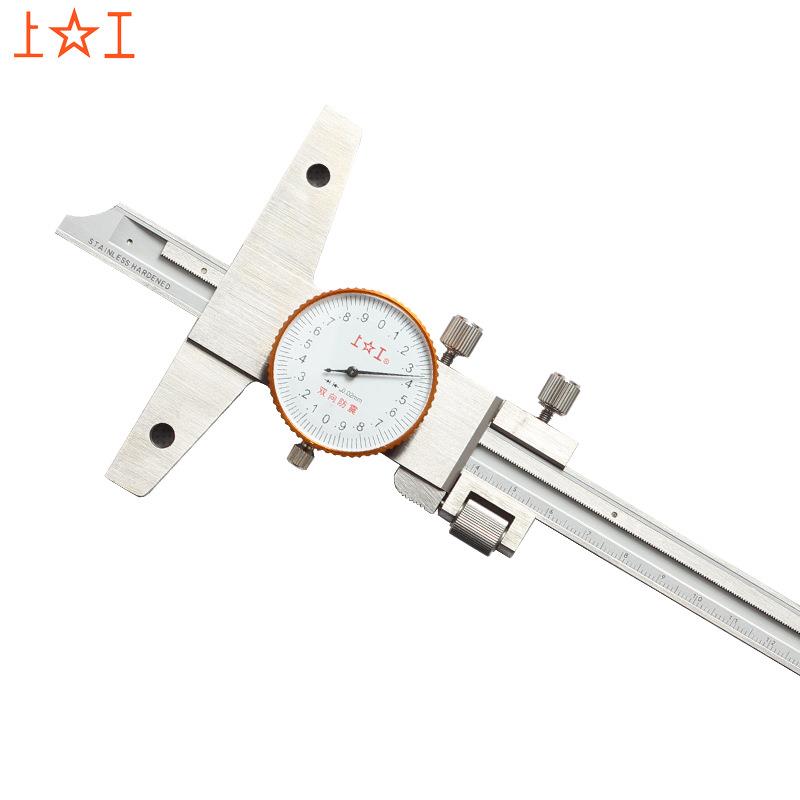 上海带表深度卡尺不锈钢深度游标卡尺0-200mm0.02检具卡尺