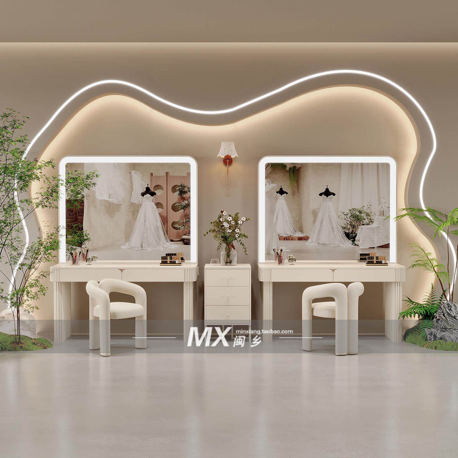 照相馆专业带灯化妆台礼服婚纱店美容院培训工作室化妆师专用化妆