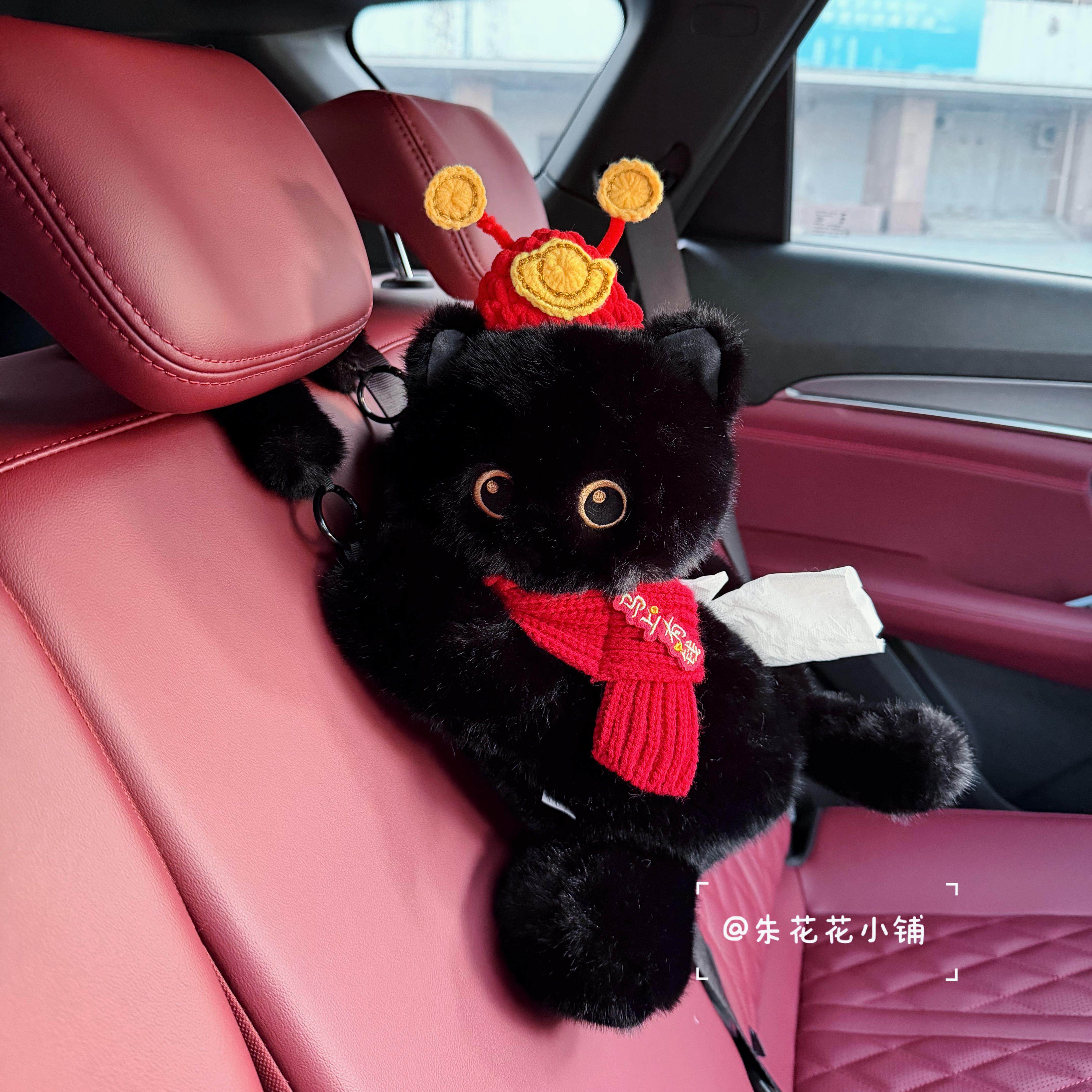 新款可爱黑色猫猫汽车纸巾袋创意个性挂袋车载纸巾盒车内饰礼物