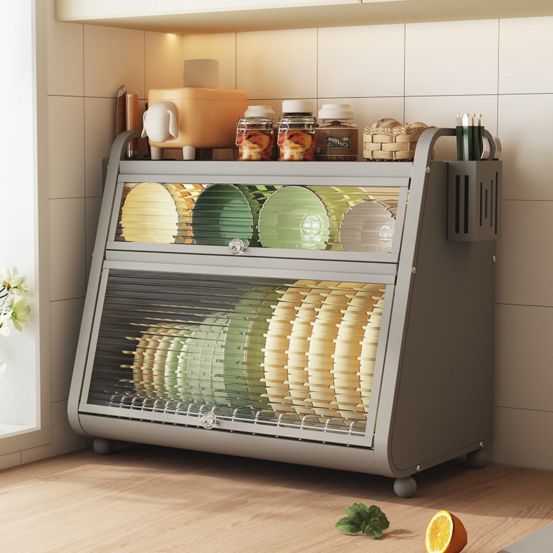 碗柜厨房碗碟置物架家用台面多层放碗筷餐具收纳S盒带盖沥水碗盘