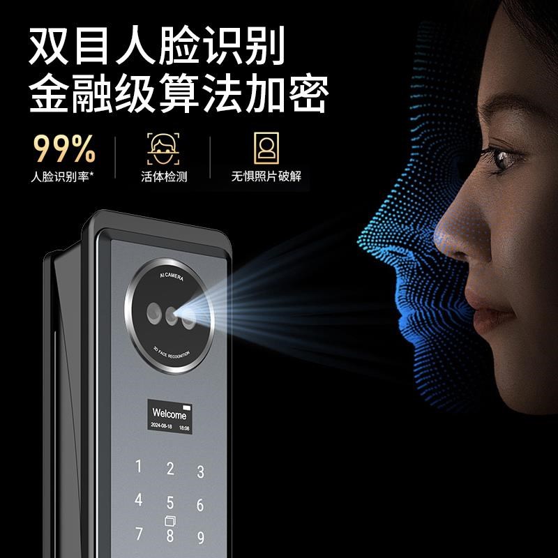 德诺全自动指纹锁智能锁盗通用防门E密码F锁W53特6入户门锁