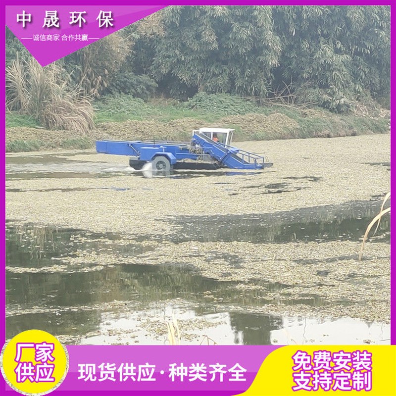 四川自动河道垃h圾清理船 水浮莲水葫芦打捞船明轮驱动 水草收割