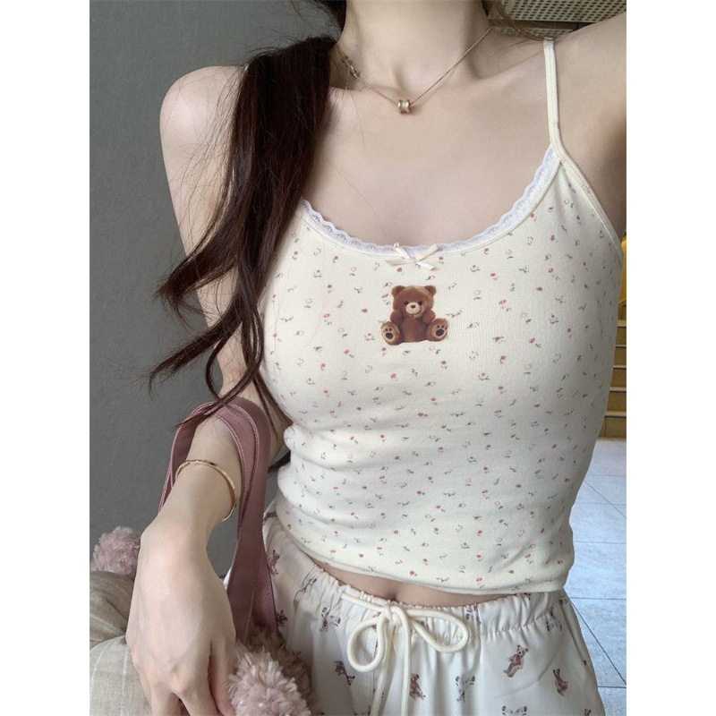 奶油小熊 带胸垫吊带背心女蕾丝拼接纯欲内搭外穿显瘦性感上衣女,女装/女士精品,抹胸,淘宝优惠券,粉丝福利购,淘宝优惠卷