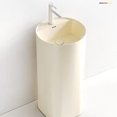 奶油立式 陶瓷落地小户型立柱盆卫生间池户外庭院洗手盆色一体阳台