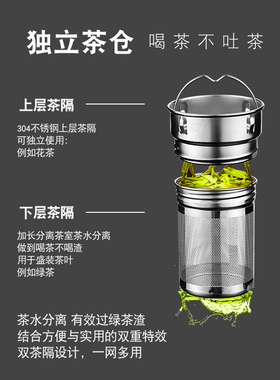 水晶双层玻璃杯子茶水分离泡茶杯透C明水杯男女礼品定制刻字印log