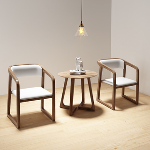 北欧实木餐椅小i圆桌茶几酒店餐厅阳台户外庭院桌椅三件套组合椅